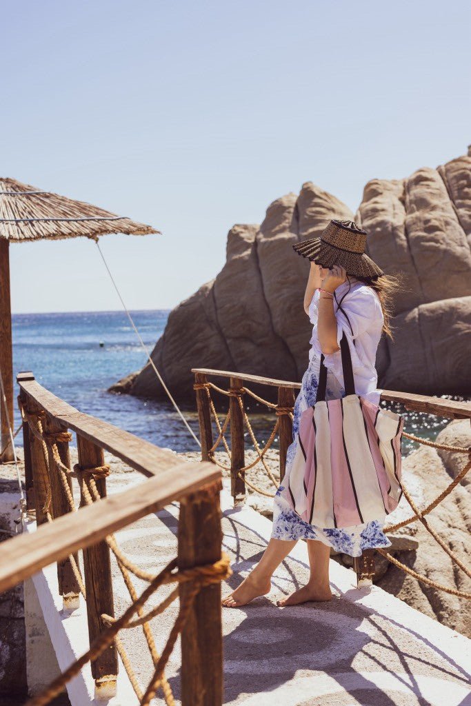 Stripey beach bags