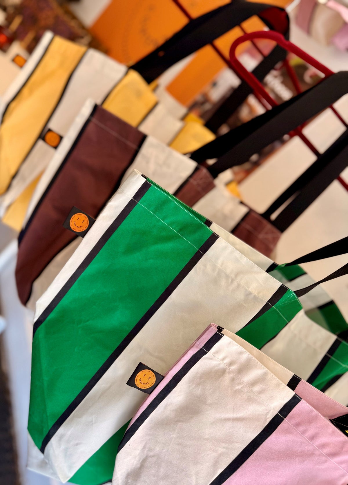 Stripey beach bags