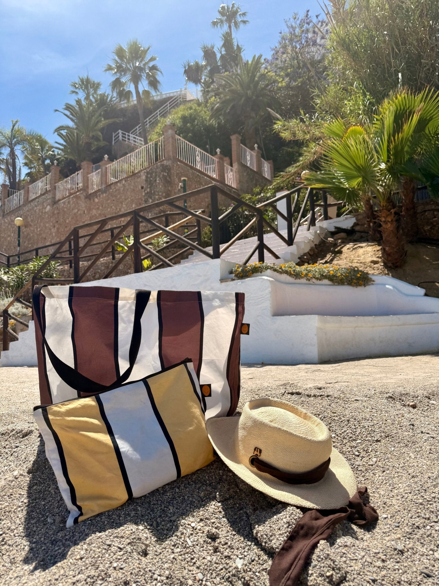 Brown Striped Oversize Contents Tote - The Contents Bag