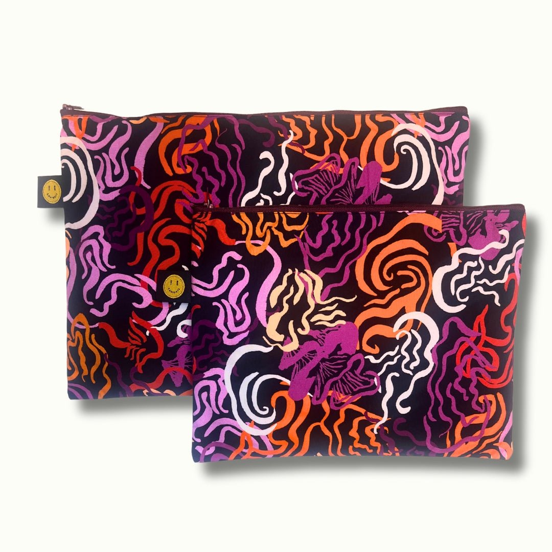 Burgundy Mushroom A4 Contents Pouch - The Contents Bag