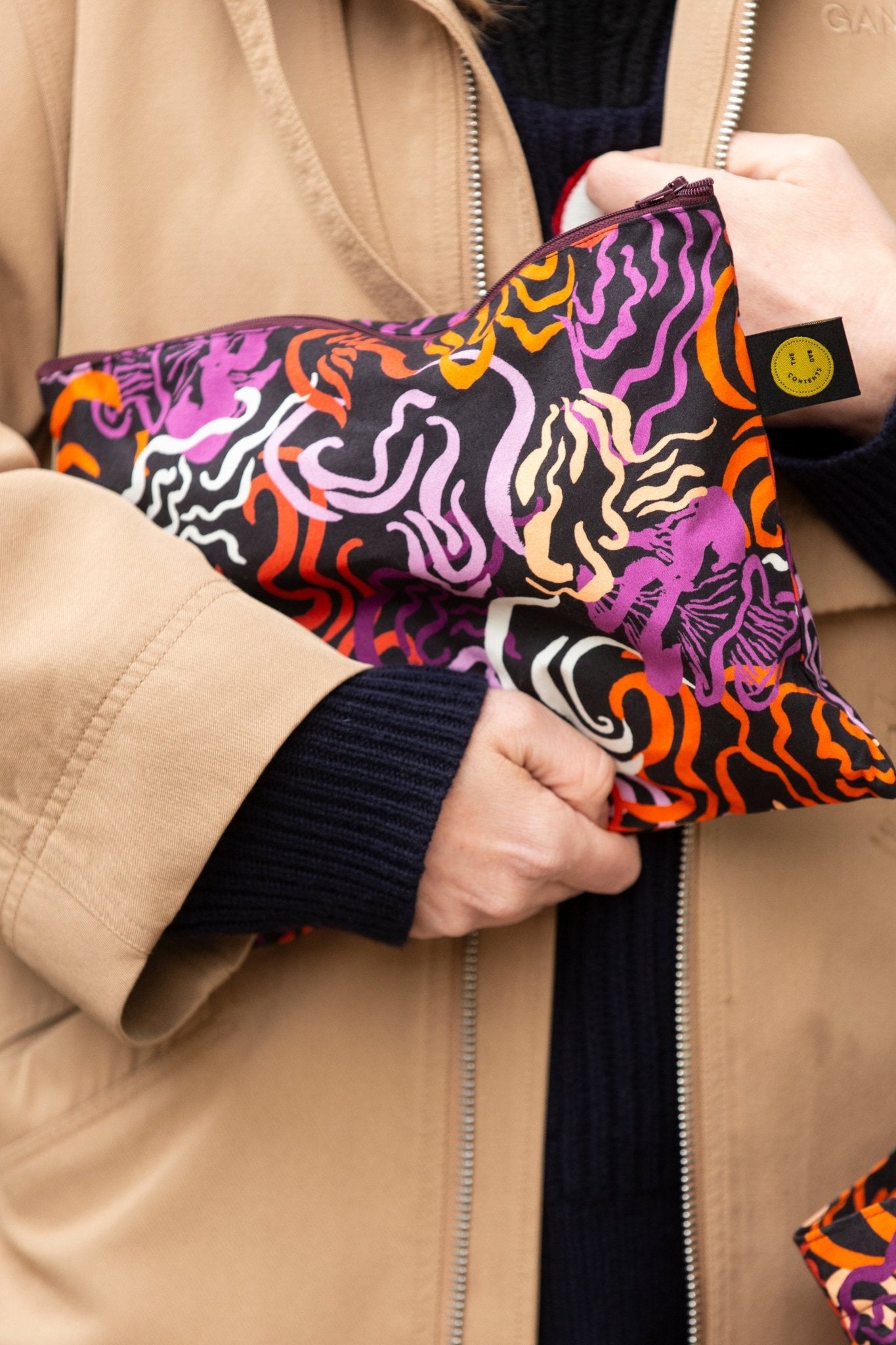 Burgundy Mushroom A4 Contents Pouch - The Contents Bag