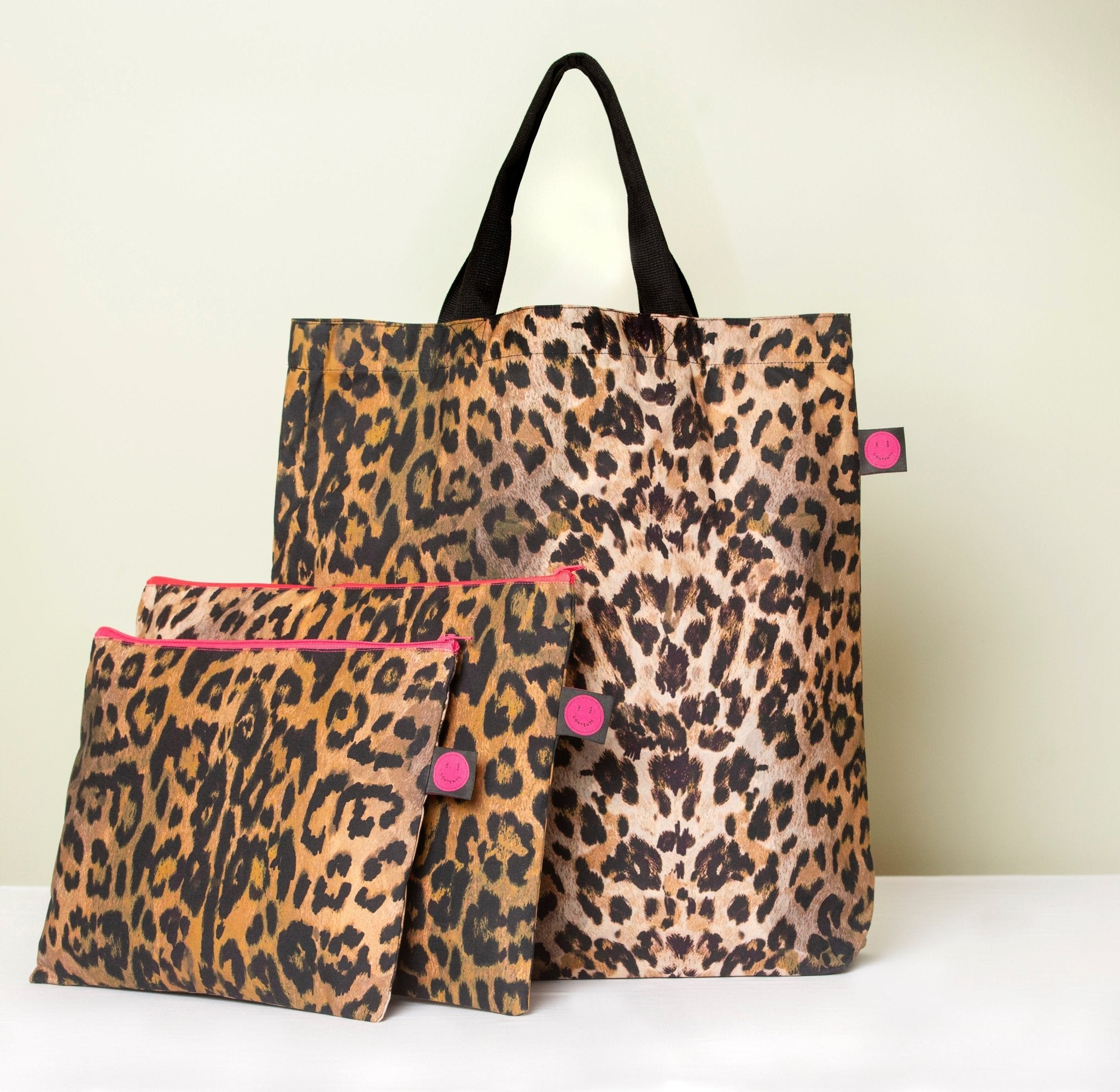 Dilly Leopard Contents Book Bag - The Contents Bag