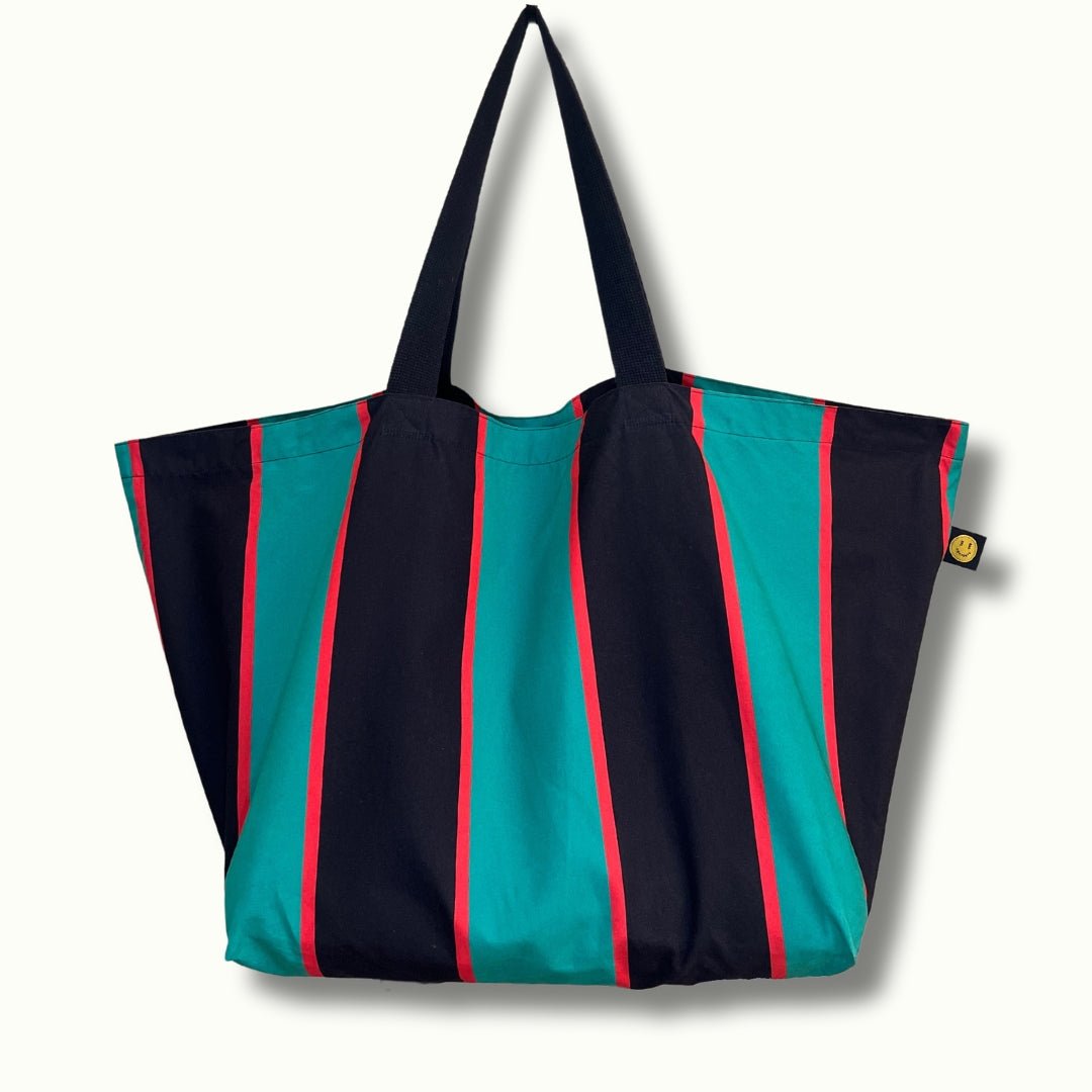 Green and Red Striped Contents Bag - The Contents Bag