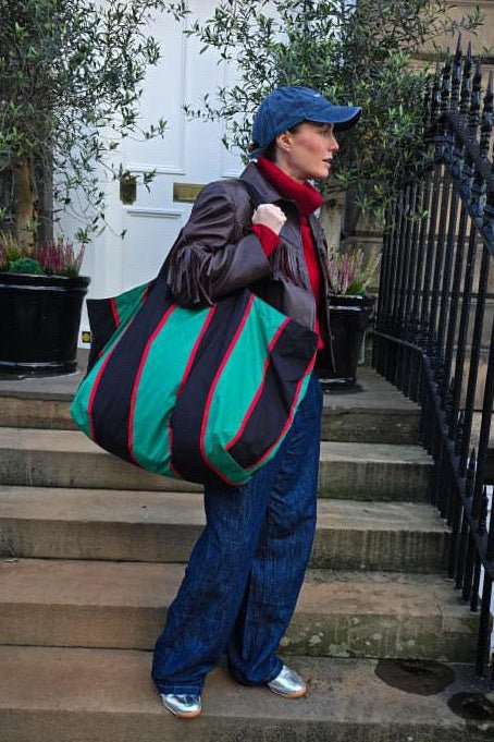 Green and Red Striped Contents Bag - The Contents Bag