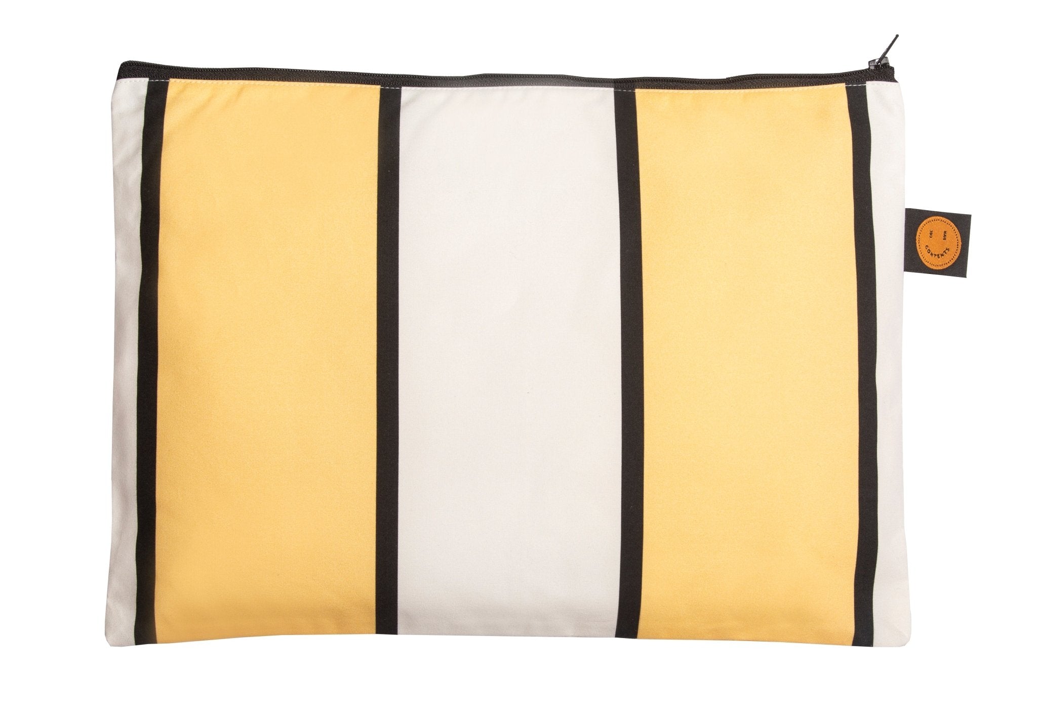 Large Butter Yellow Striped Contents Pouch - The Contents Bag
