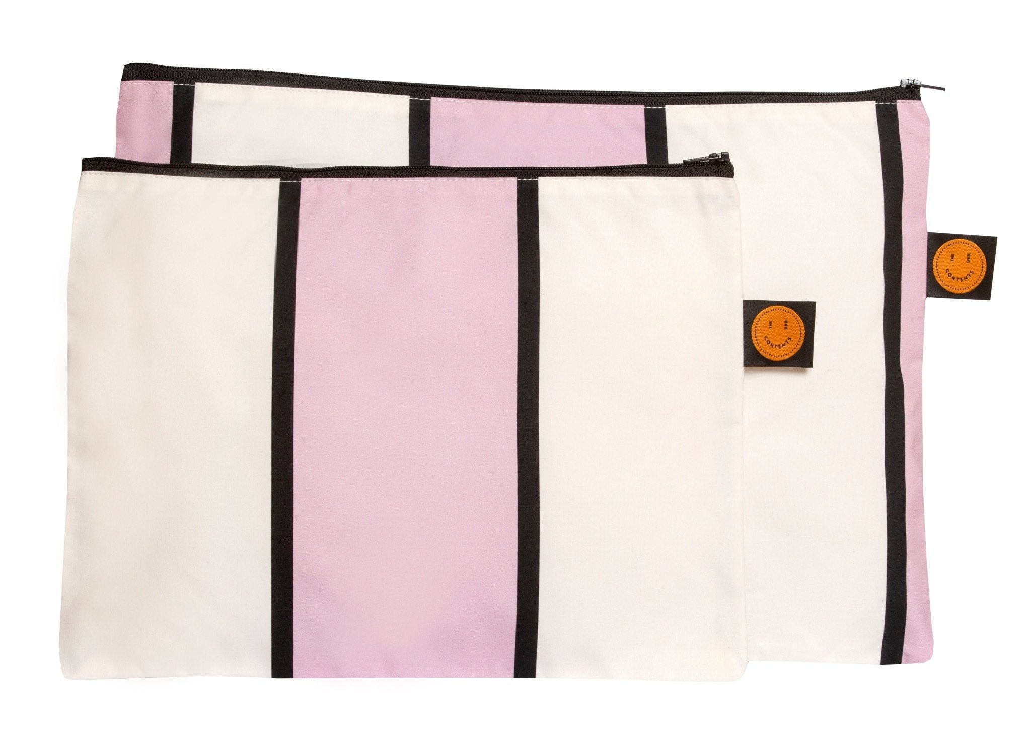 Large Mauve Striped Contents Pouch - The Contents Bag