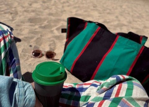 Mini Green and Red Stripe Contents Bag - The Contents Bag