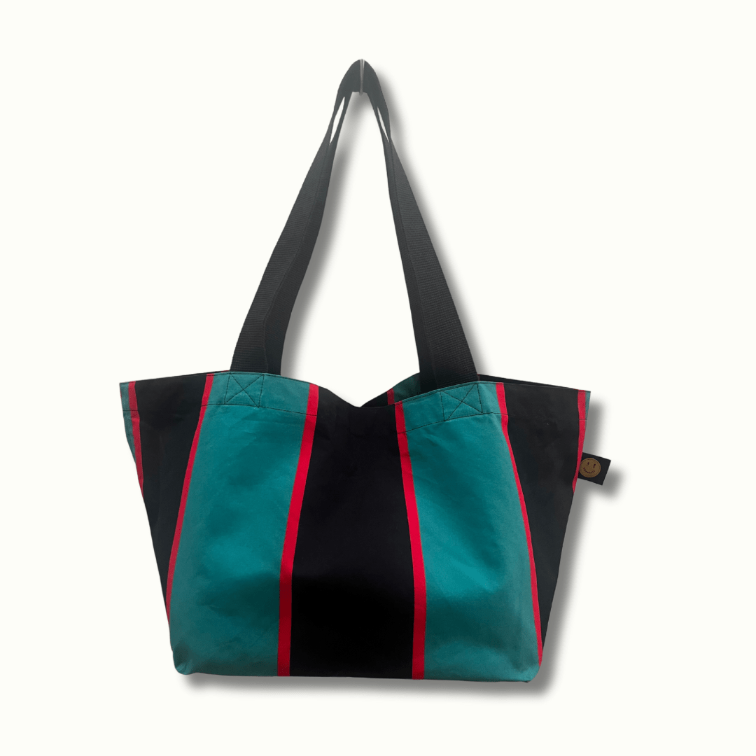 Mini Green and Red Stripe Contents Bag - The Contents Bag