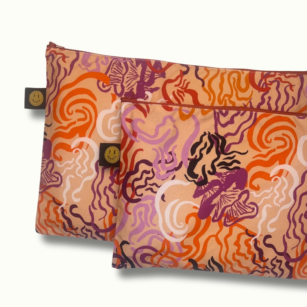 Peachy Mushroom A4 Contents Pouch - The Contents Bag
