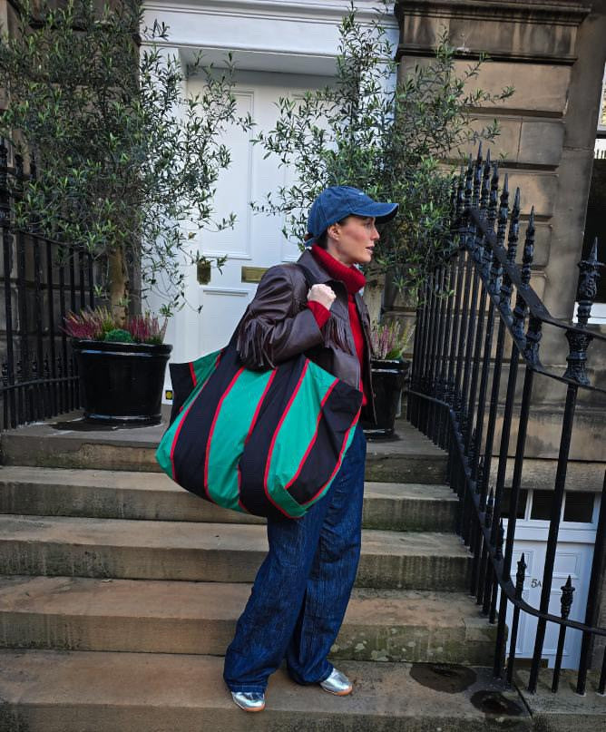 large stripey bag