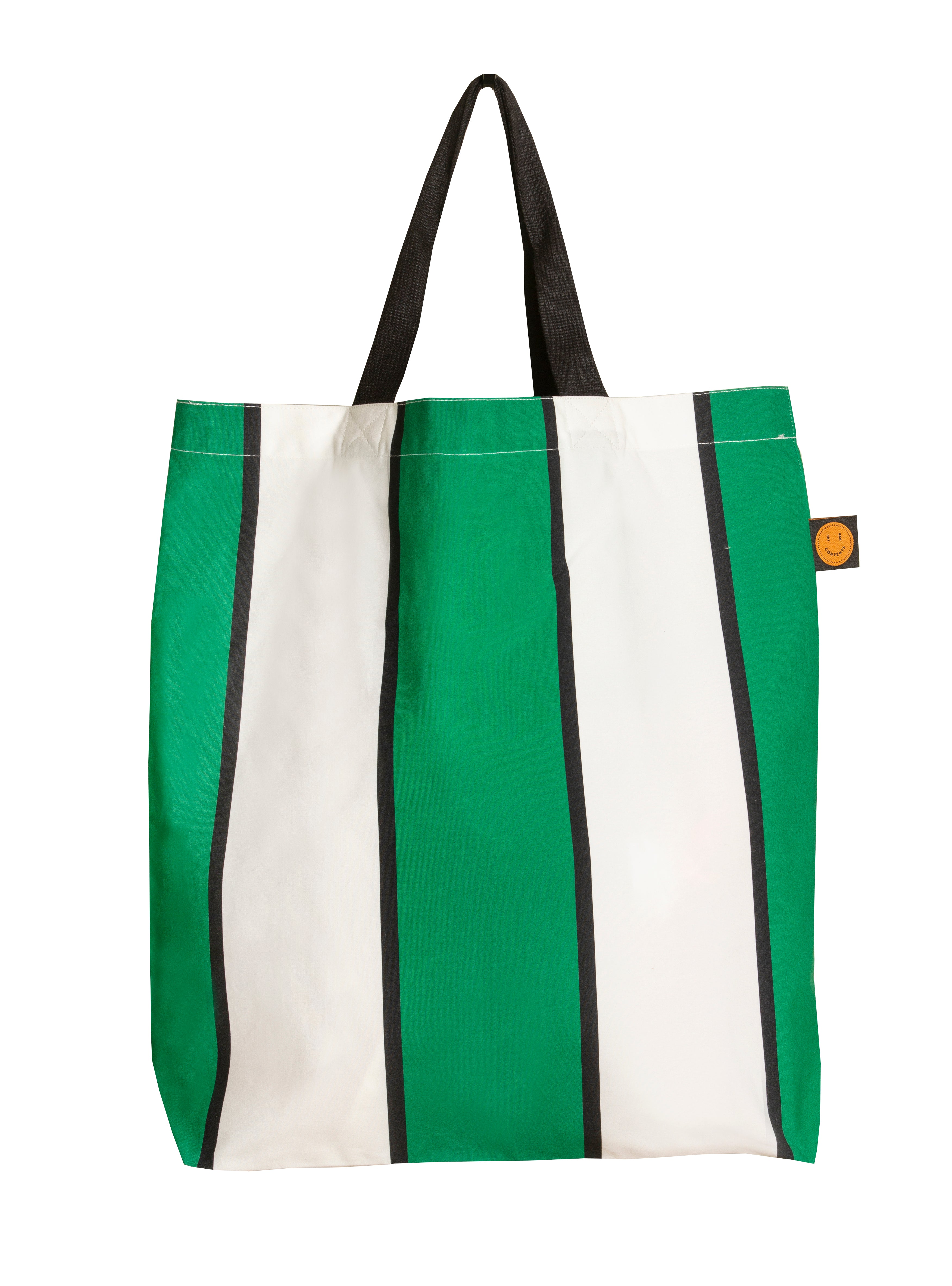 Green Striped Contents Book Bag