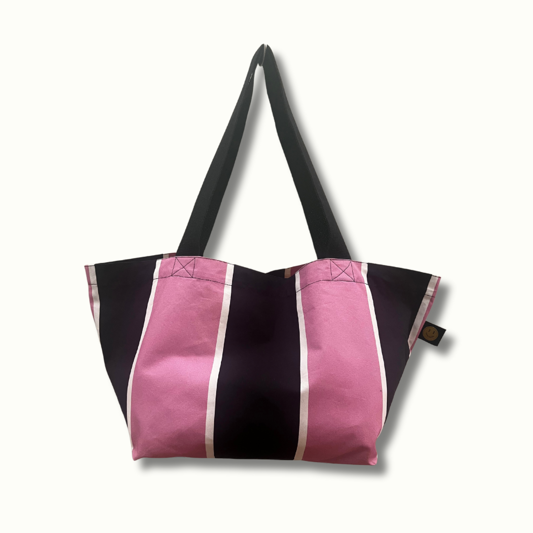 Mini Lilac and Black Stripe Contents Bag