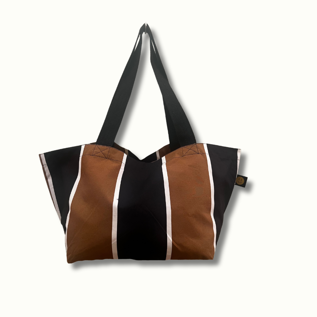 Mini Brown and Black Stripe Contents Bag