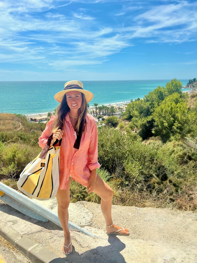 Butter Yellow Striped Contents Bag - The Contents Bag