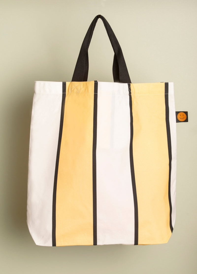 Butter Yellow Striped Contents Book Bag - The Contents Bag