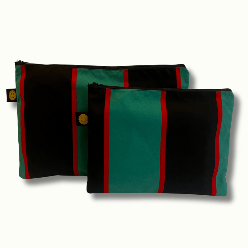 Green and Red Striped A3 Contents Pouch - The Contents Bag