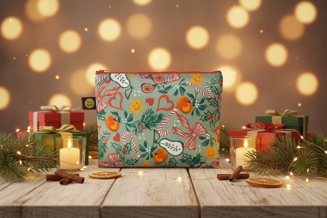 Green Christmas A4 Contents Pouch - The Contents Bag