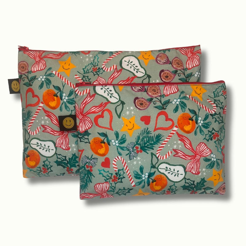 Green Christmas A4 Contents Pouch - The Contents Bag