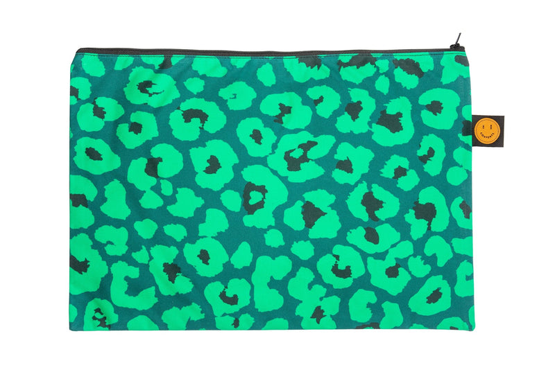 Green Leopard Large Contents Pouch - The Contents Bag