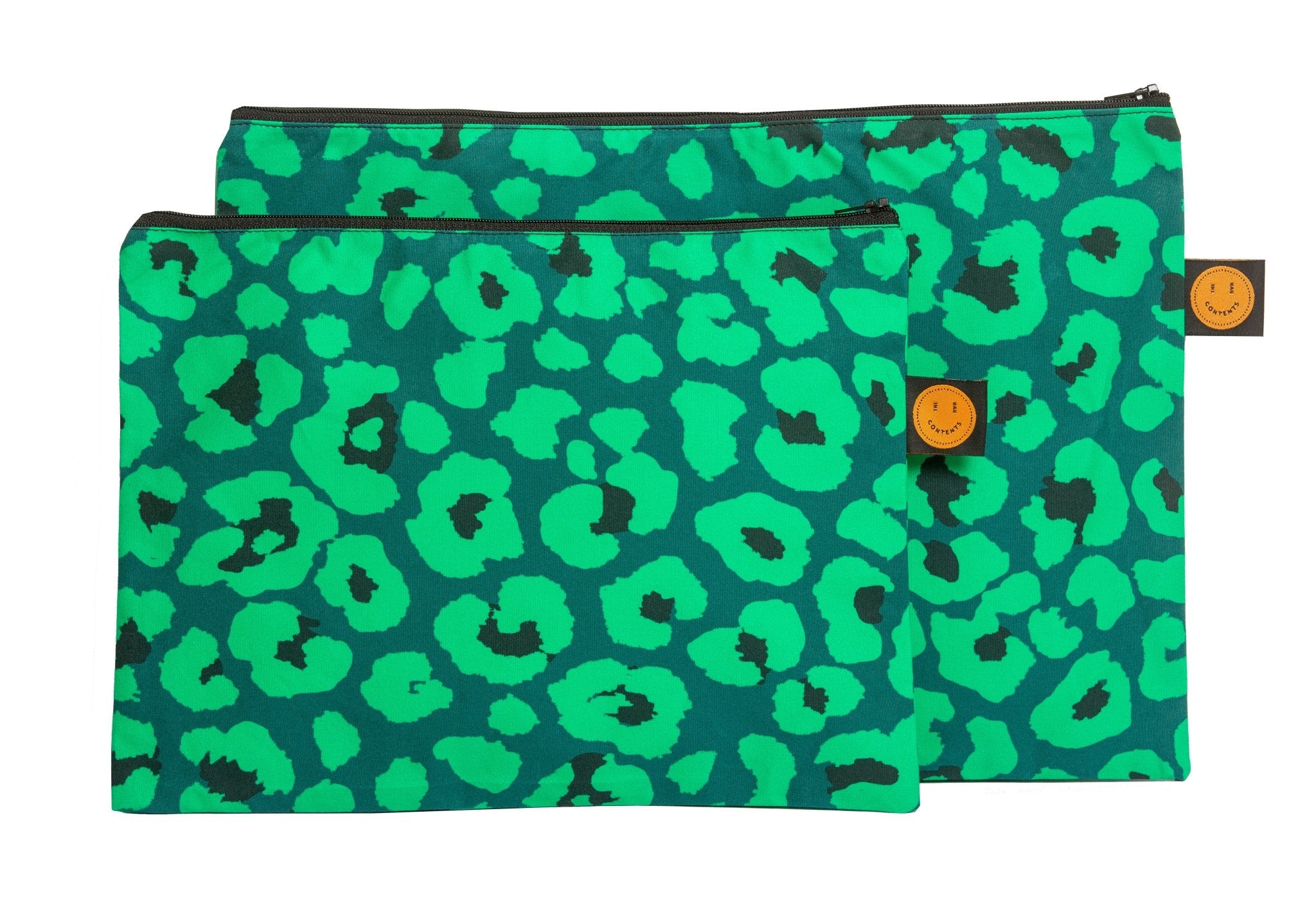 Green Leopard Large Contents Pouch - The Contents Bag