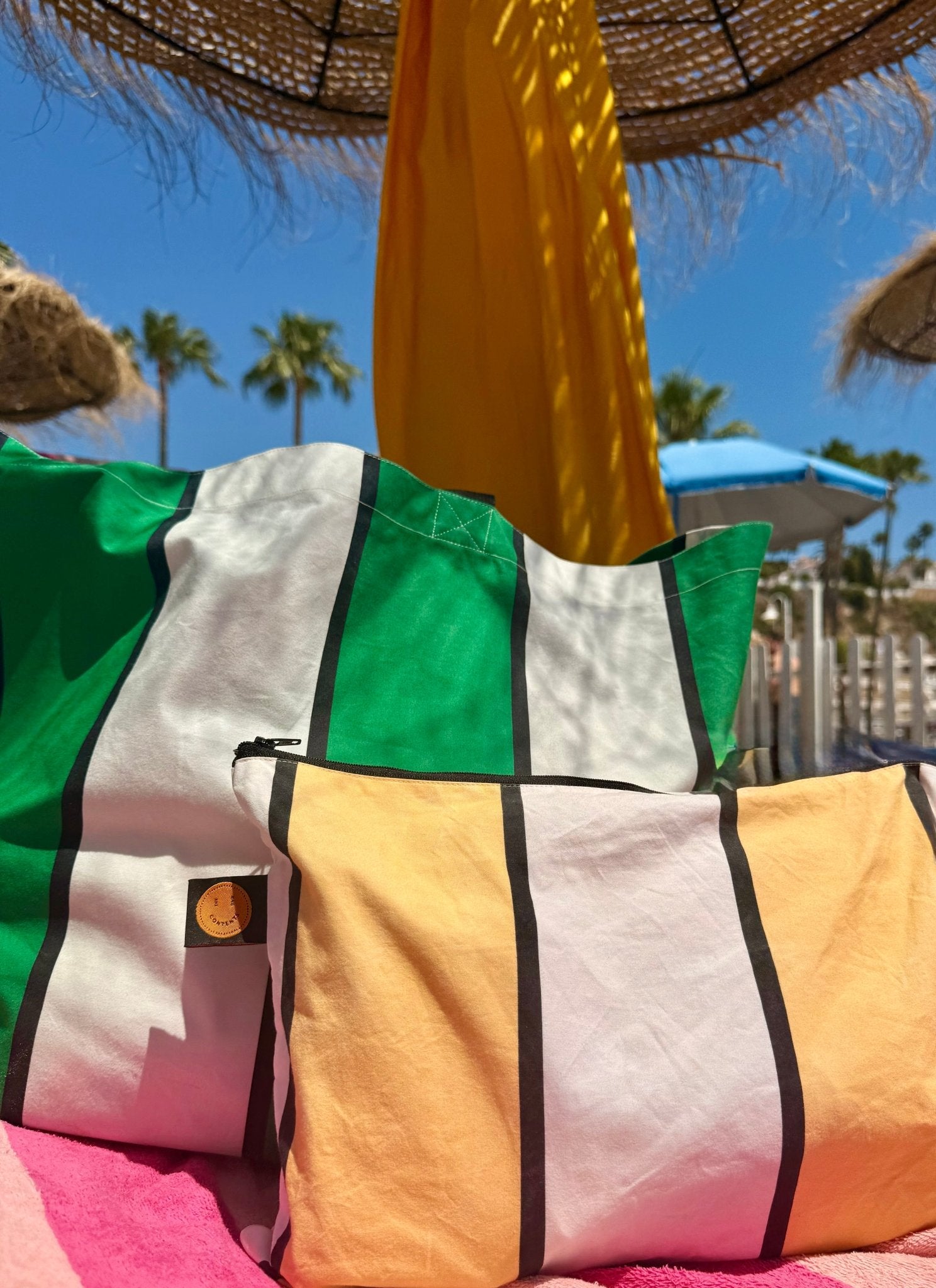 Green Striped Oversize Contents Tote - The Contents Bag