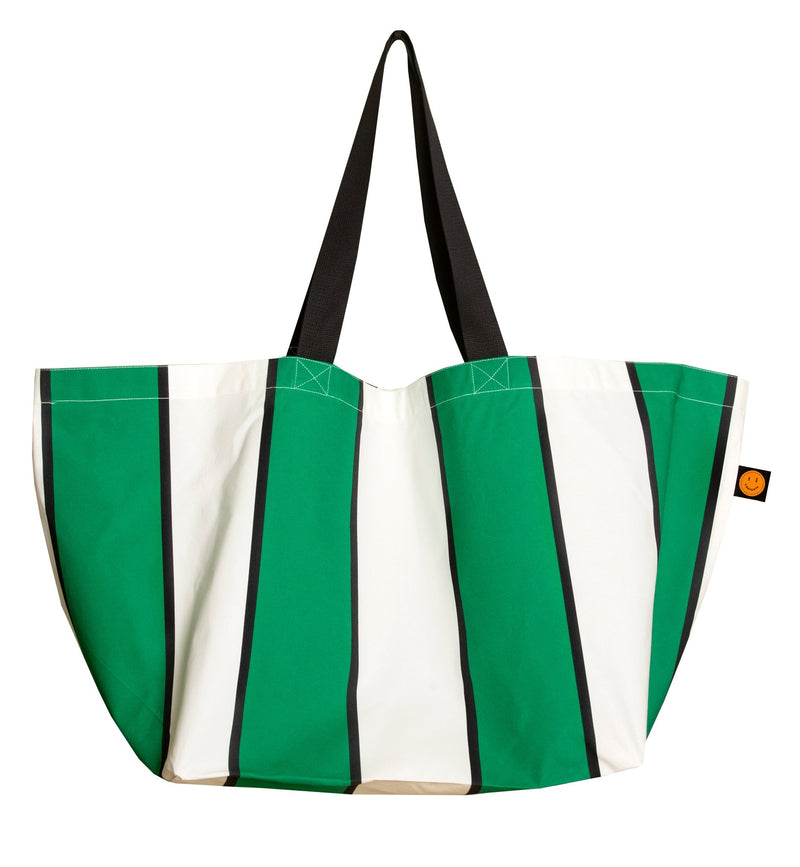 Green Striped Oversize Contents Tote - The Contents Bag