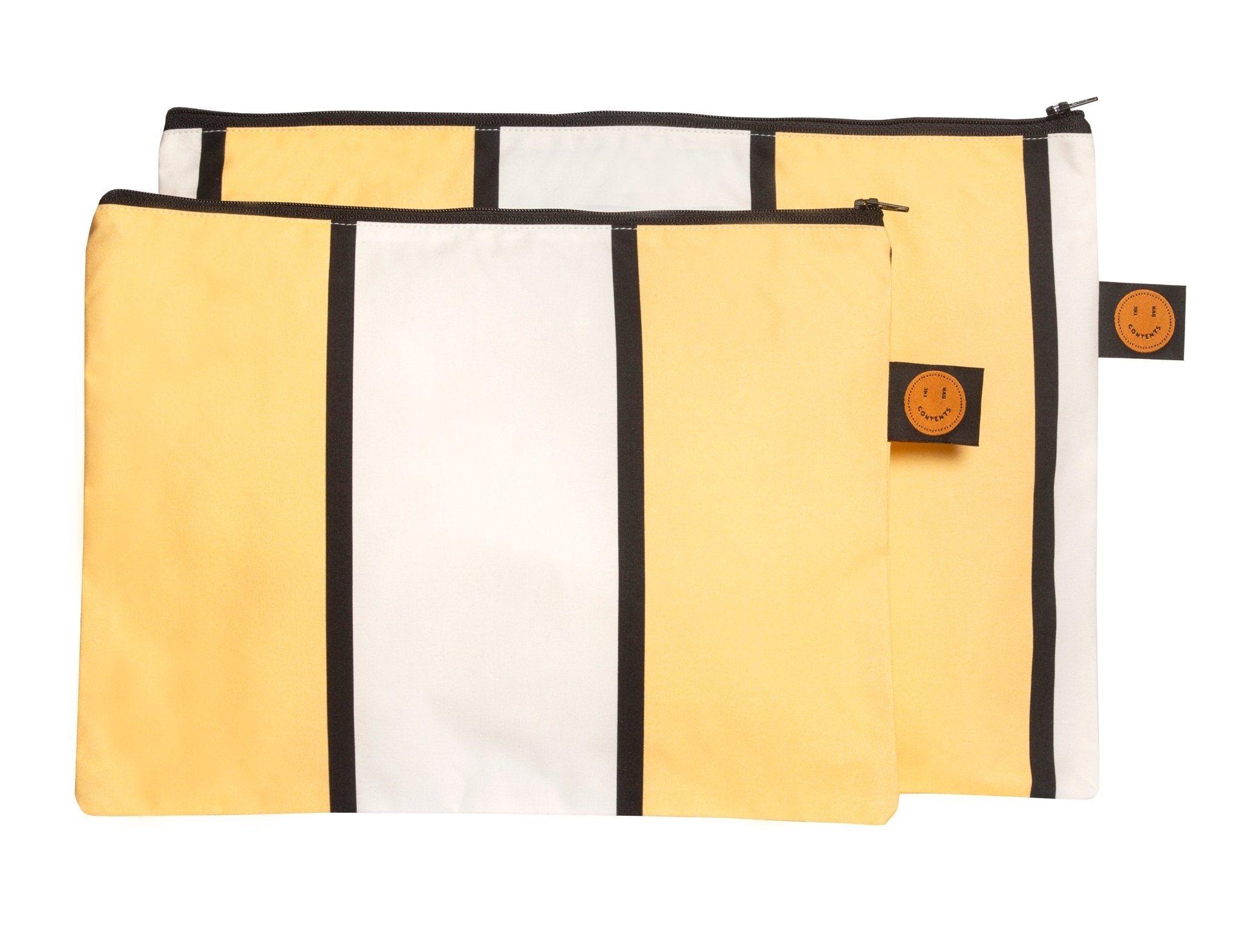 Large Butter Yellow Striped Contents Pouch - The Contents Bag