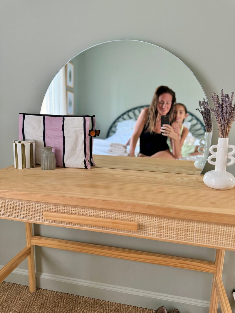 Large Mauve Striped Contents Pouch - The Contents Bag