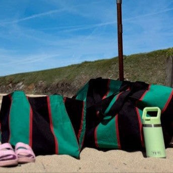 Mini Green and Red Stripe Contents Bag - The Contents Bag