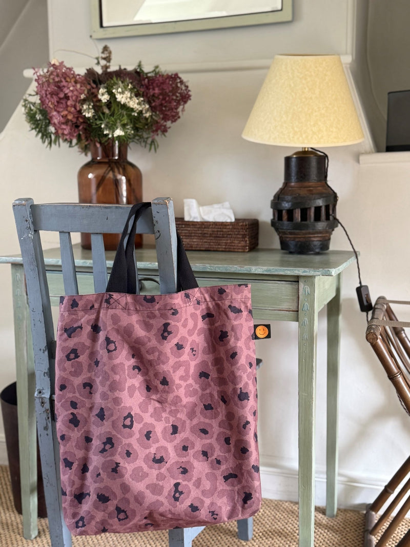 Mocha Leopard Contents Book Bag - The Contents Bag