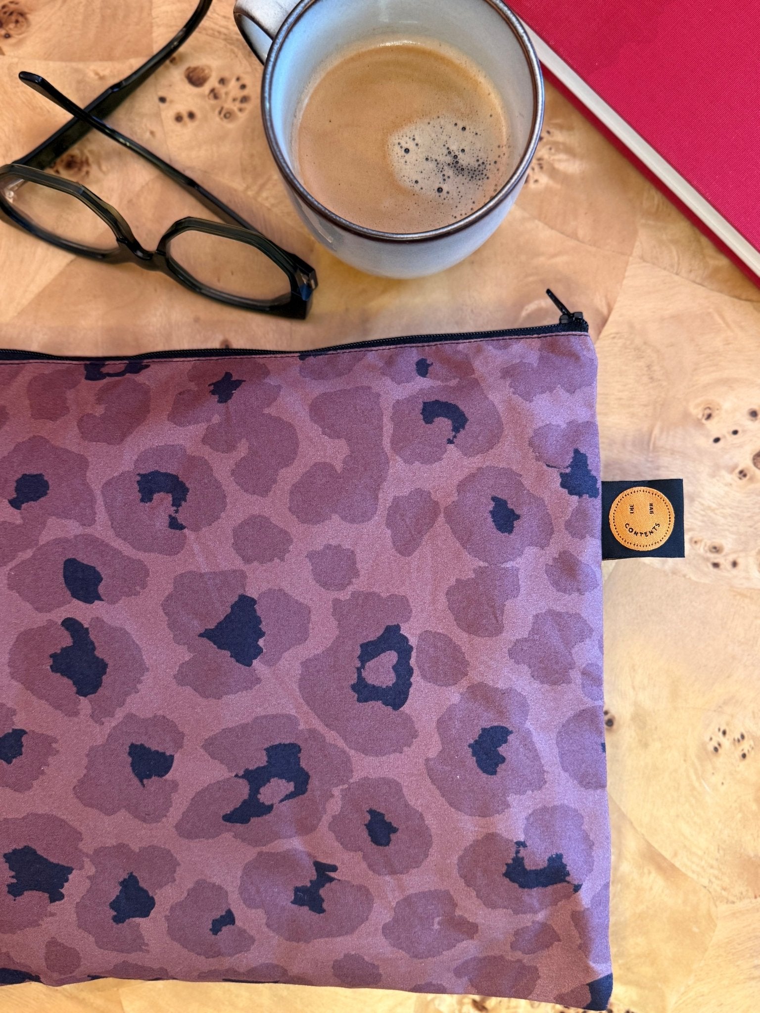 Mocha Leopard Large Contents Pouch - The Contents Bag