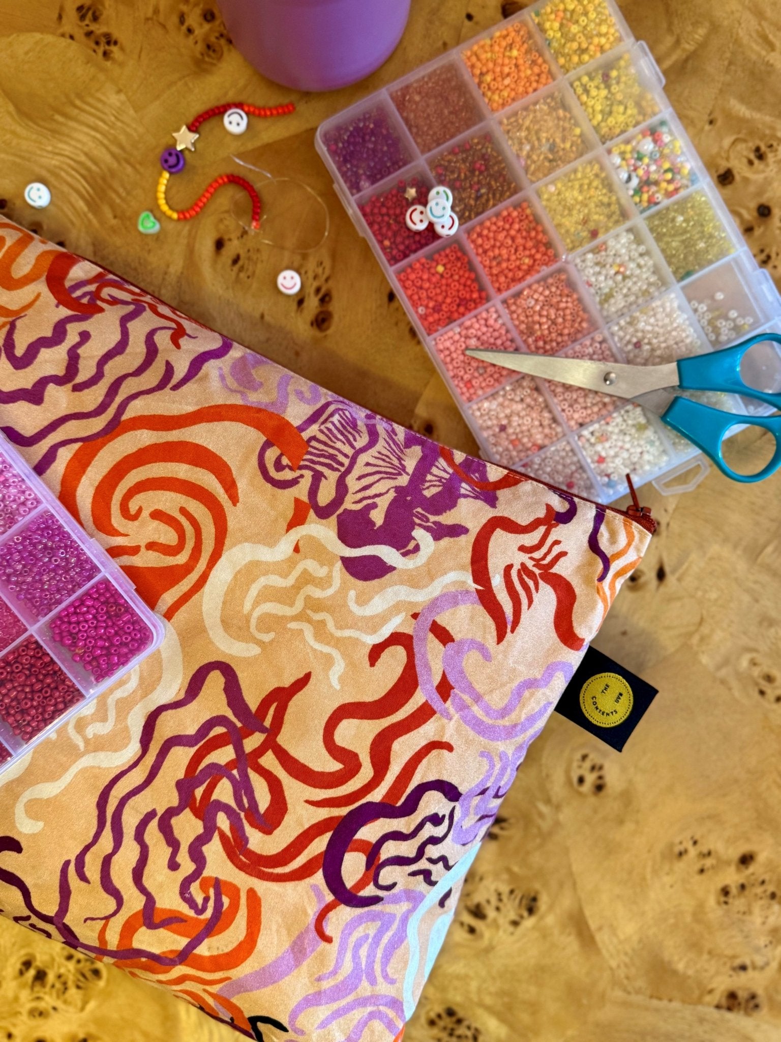 Peachy Mushroom Large Contents Pouch - The Contents Bag