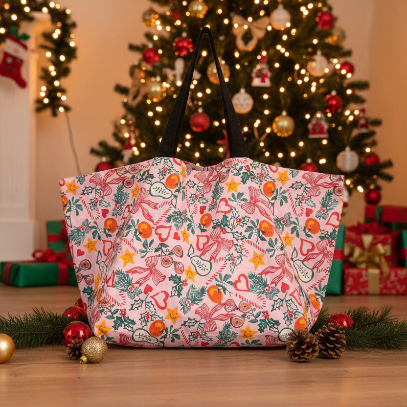 Pink Christmas Contents Bag - The Contents Bag
