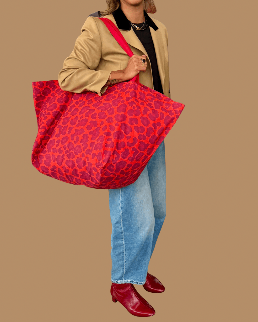 Red Leopard Oversize Contents Tote - The Contents Bag