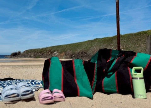 Stripey beach bags