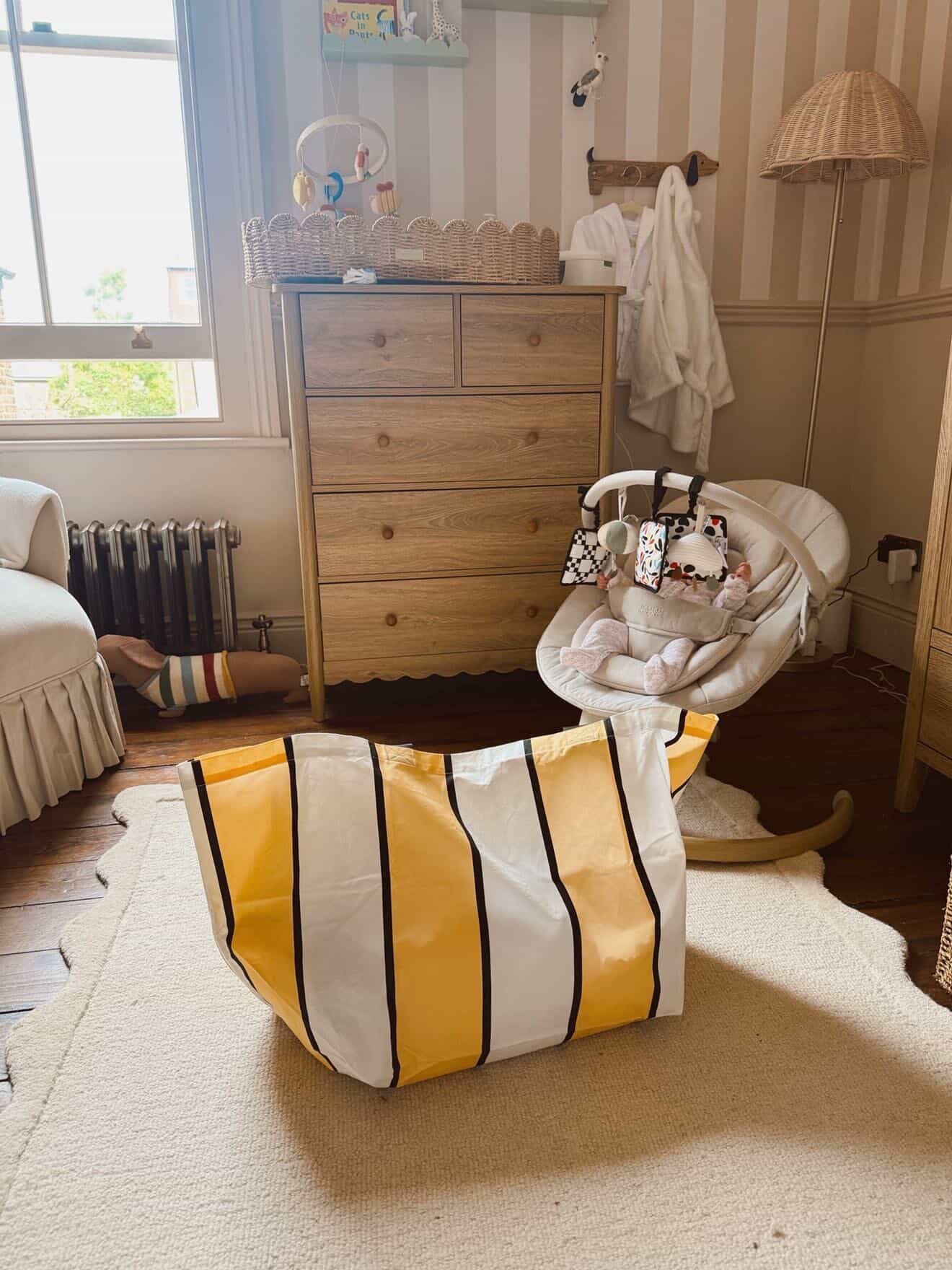 Yellow Striped Oversize Contents Tote - The Contents Bag